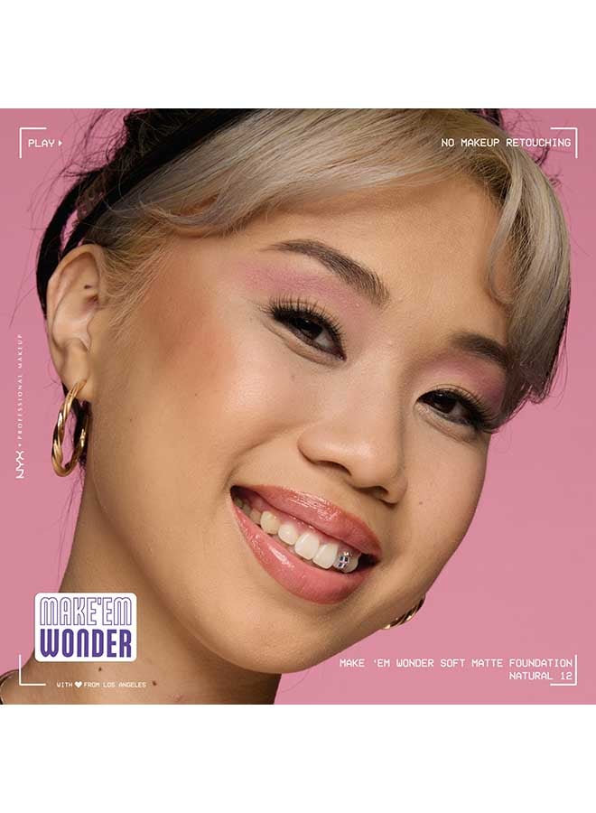 NYX PROFESSIONAL MAKEUP Make 'EM Wonder, 24H Soft Matte Foundation, Undetectable  Finish, Natural - Image 3
